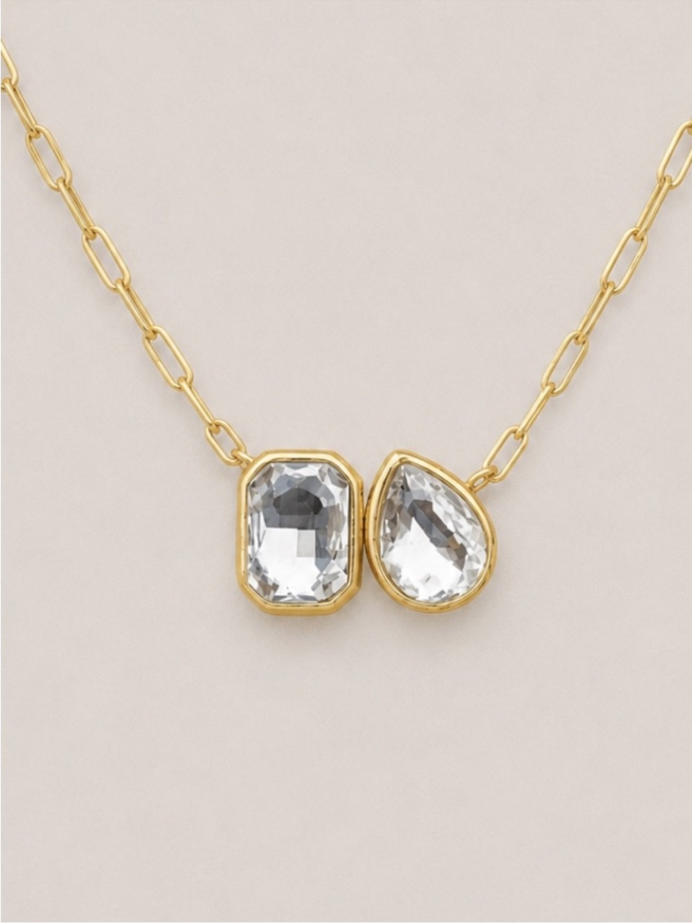 New! 18K Gold Plated Mixed Crystal Pendant Necklace NWOT 1070